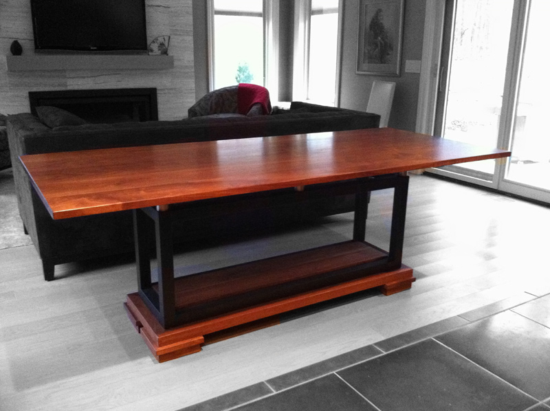 6-8 person walnut and steel dining room table-84