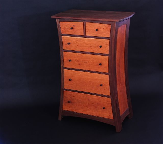 chest or drawers/dresser- walnut case cherry drawer fronts and side panels~33