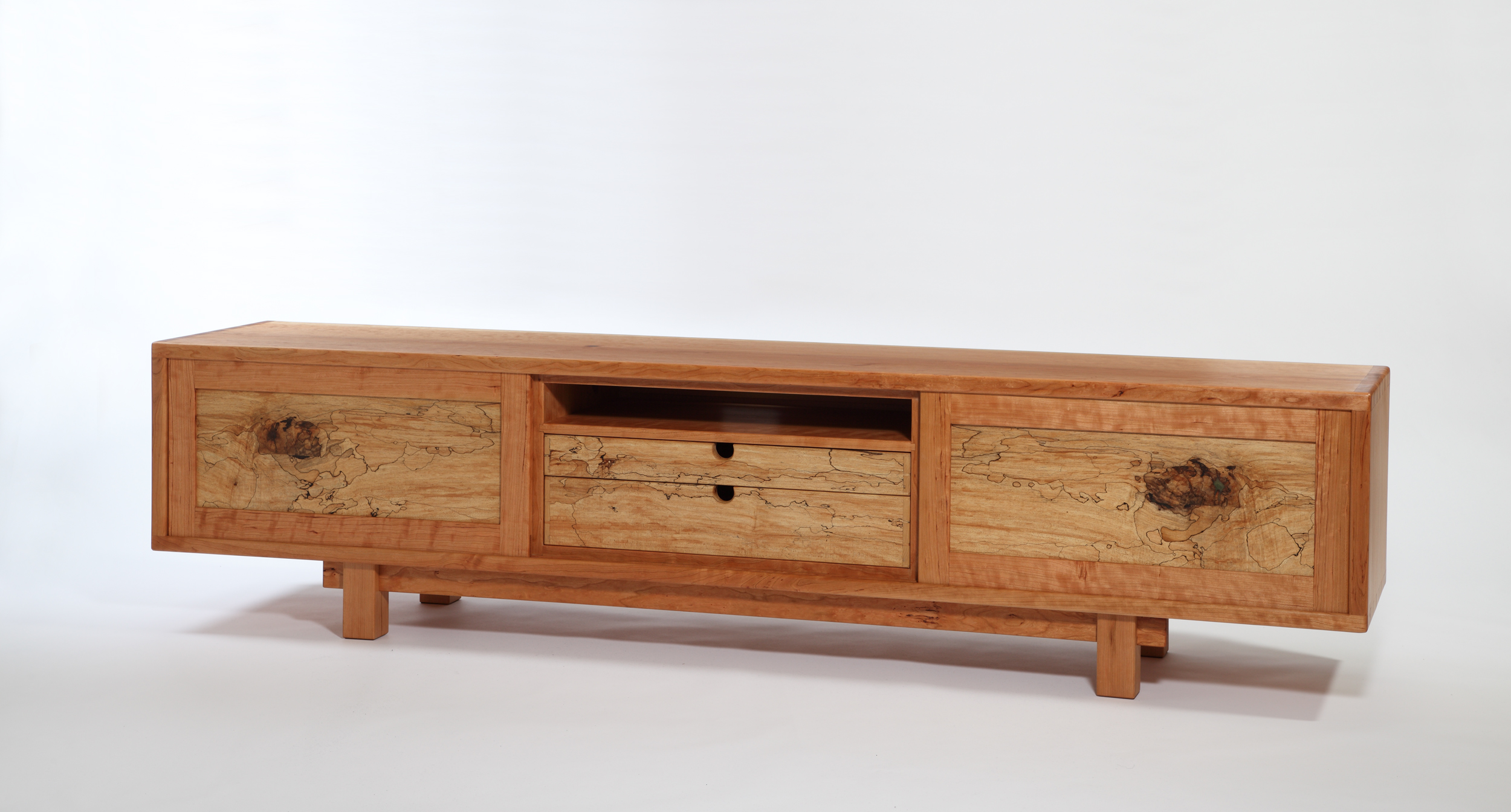 media console in cherry and spalted maple- 92