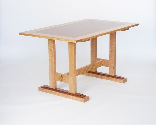 trestle kitchen table in cherry and bubinga- 54